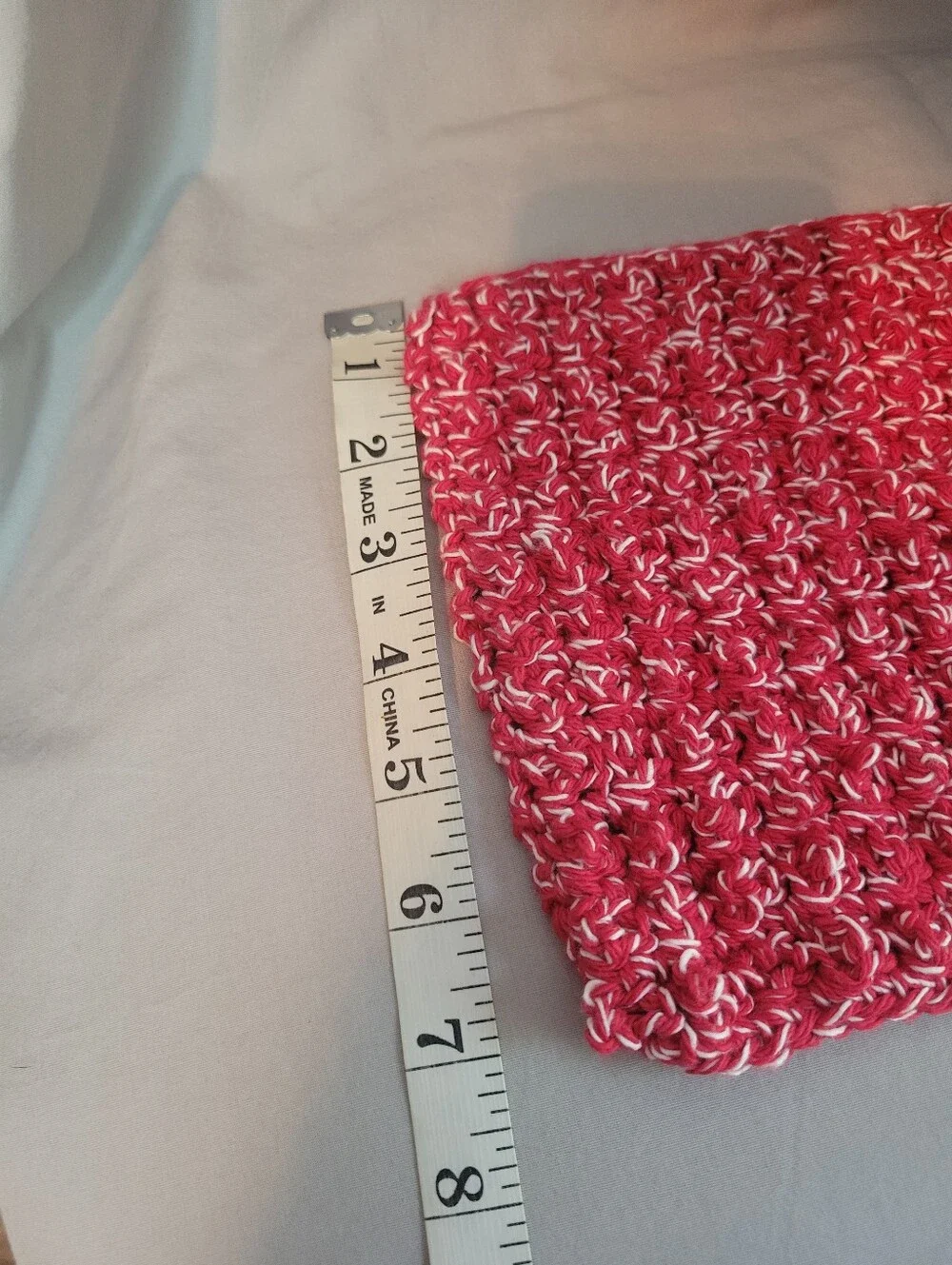 Hand Crafted Red & White Cotton Crochet Dishcloth - Kitchen Linen